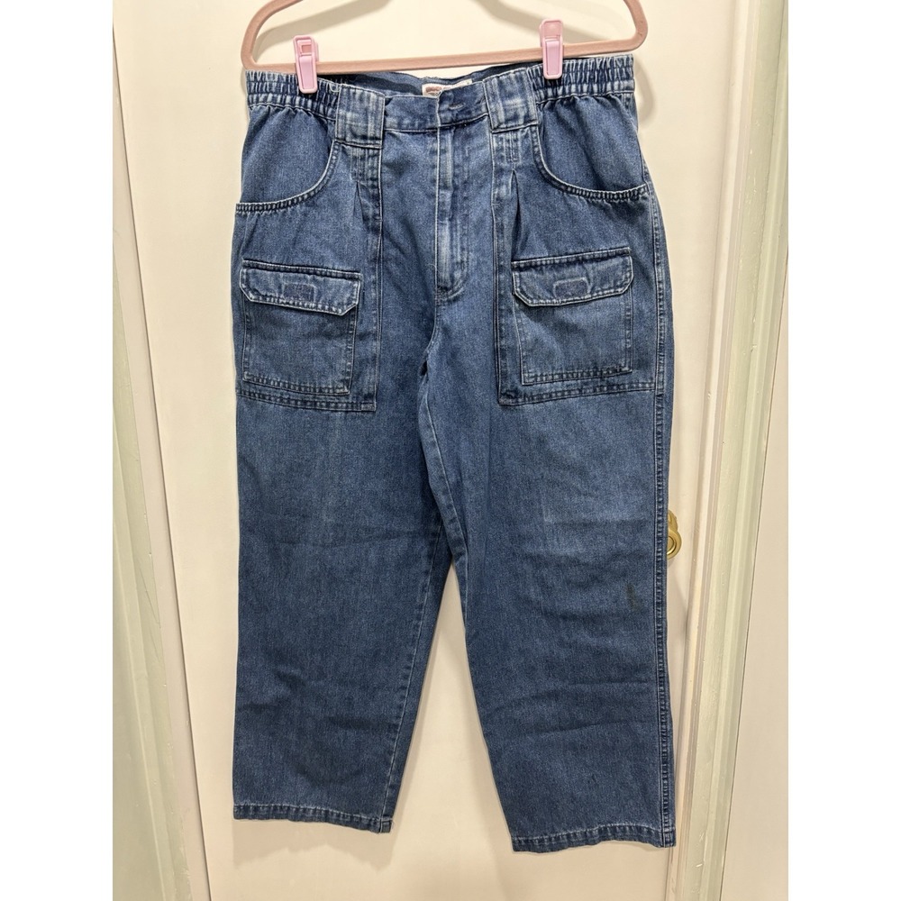Boca Men's Blue Regular Fit Straight Elastic Waist Cargo Pocket Jeans  36 X 29